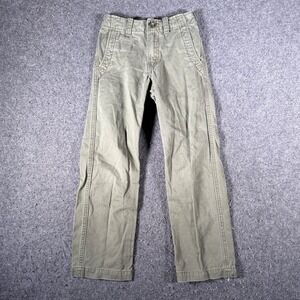 Gap Kids Boys Olive Green Straight Fit Chino Pants Size 8 Slim Cotton Twill
